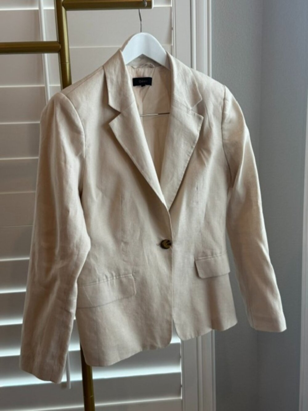 Quince 100% European Linen Structured Blazer in Sand, Size Medium NWOT